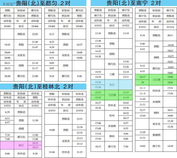 榕江火車(chē)站時(shí)刻表